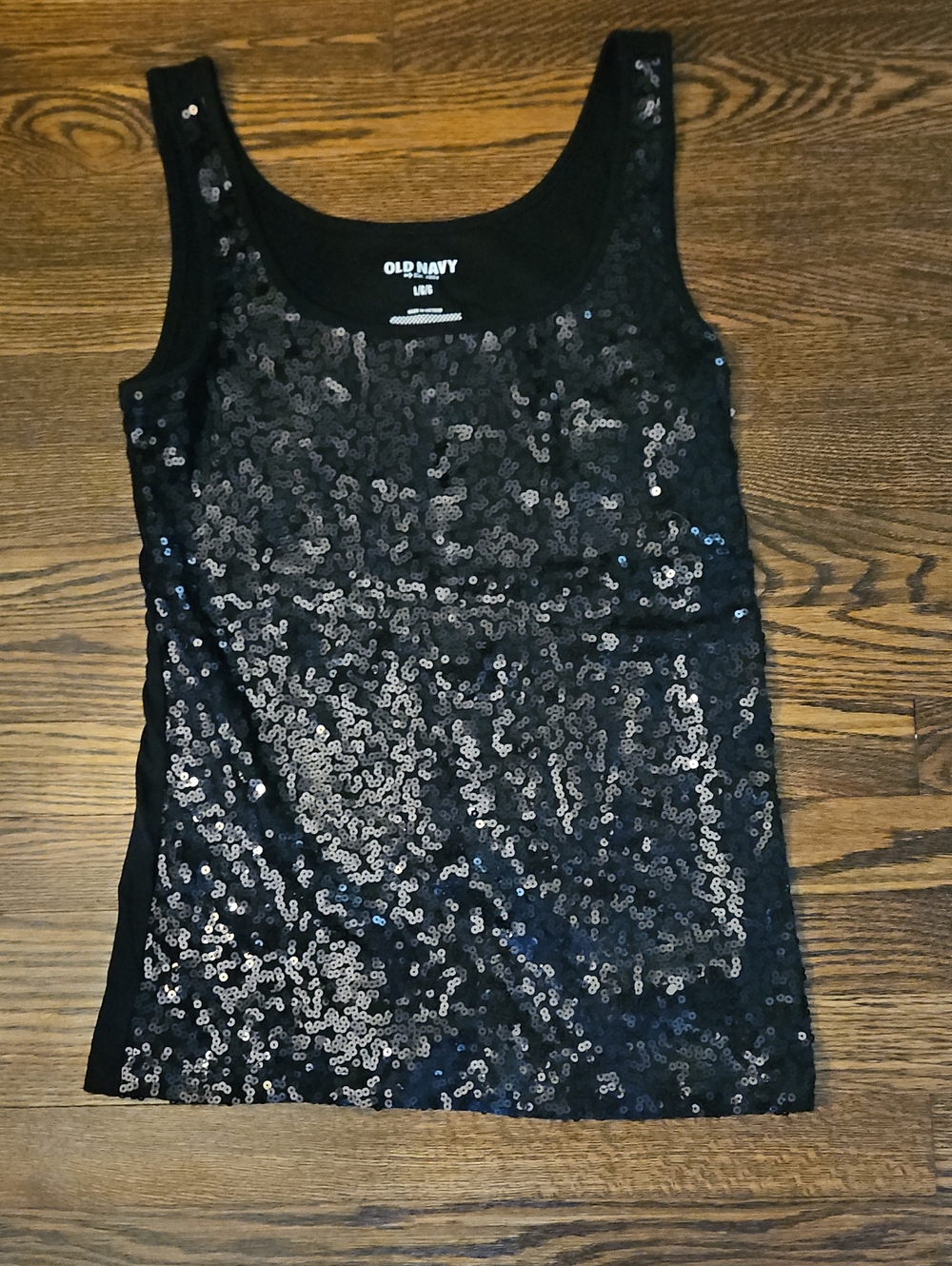 Old Navy Black Sequin Scoop Neck Tank
